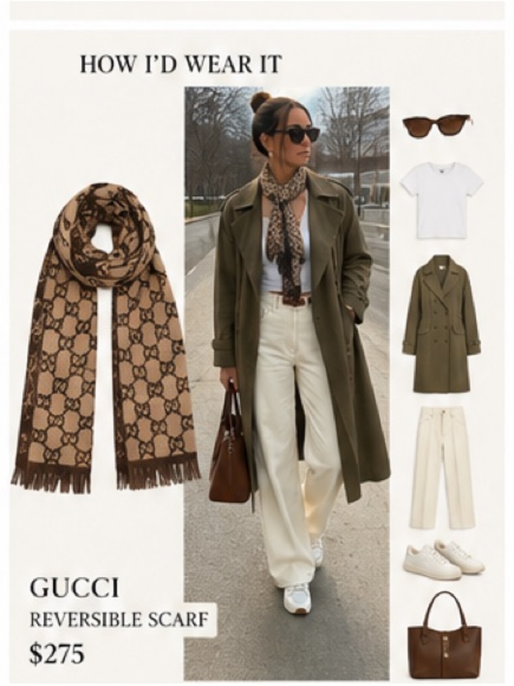 🤎Gucci Reversible GG Wool Scarf | Brown & Camel | Made in Italy